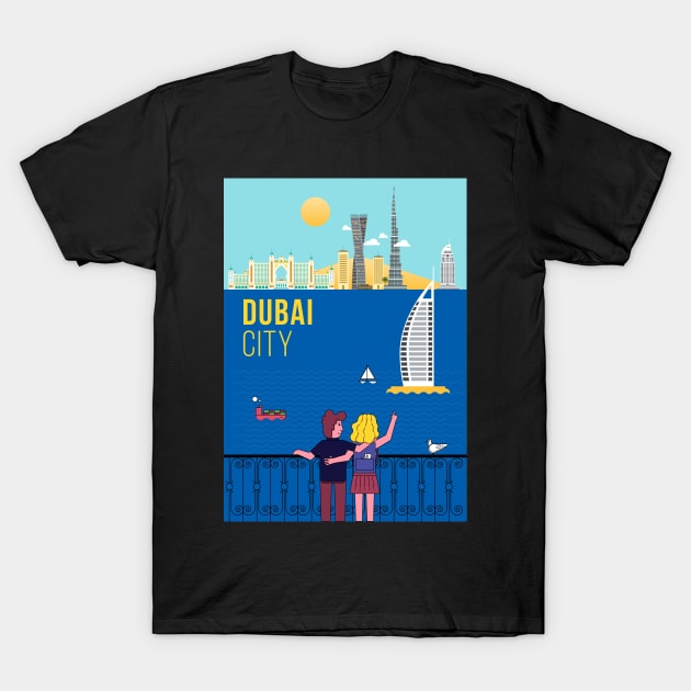 Dubai city poster T-Shirt by kursatunsal